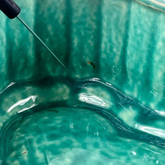 McCoy Pottery Oval Planter Green Bamboo Leaf USA Vintage Mid Century Signed 12” - Picture 12 of 13